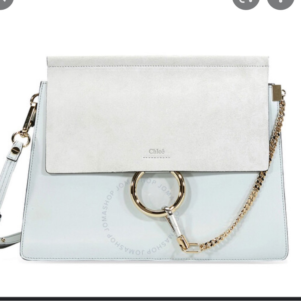 CHLOE Calfskin Suede Medium Faye Shoulder Bag Airy Grey